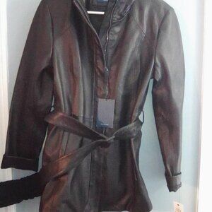 Cole Haan Lambskin Leather Coat